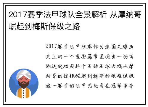 2017赛季法甲球队全景解析 从摩纳哥崛起到梅斯保级之路